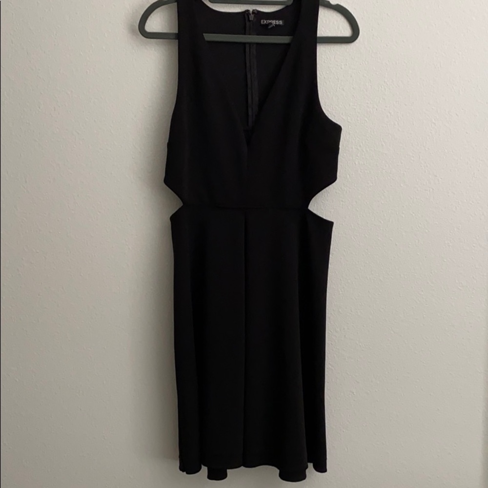 EXPRESS Black Rib Cutout Dress